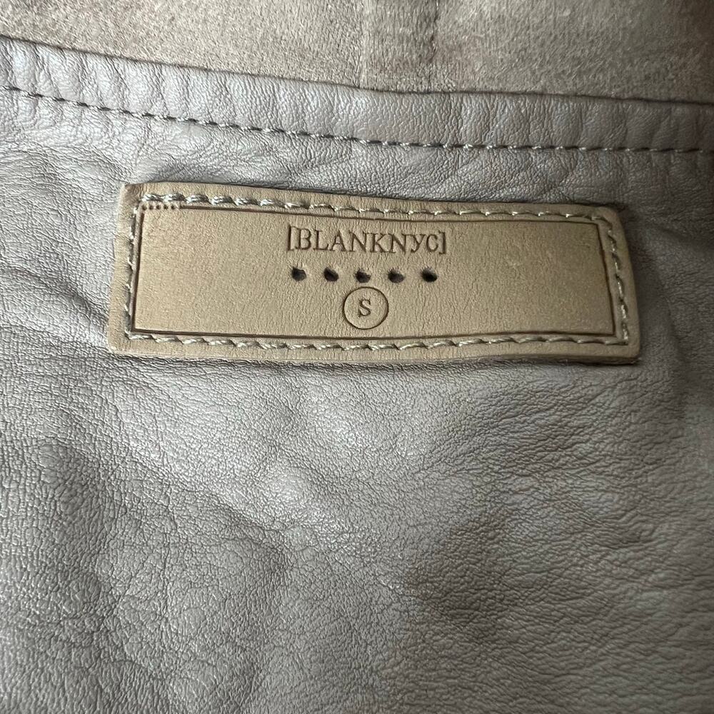 BLANK NYC Womens Size S Tan Drape Moto Front Faux Suede Asymmetrical Zip Jacket - Picture 6 of 7